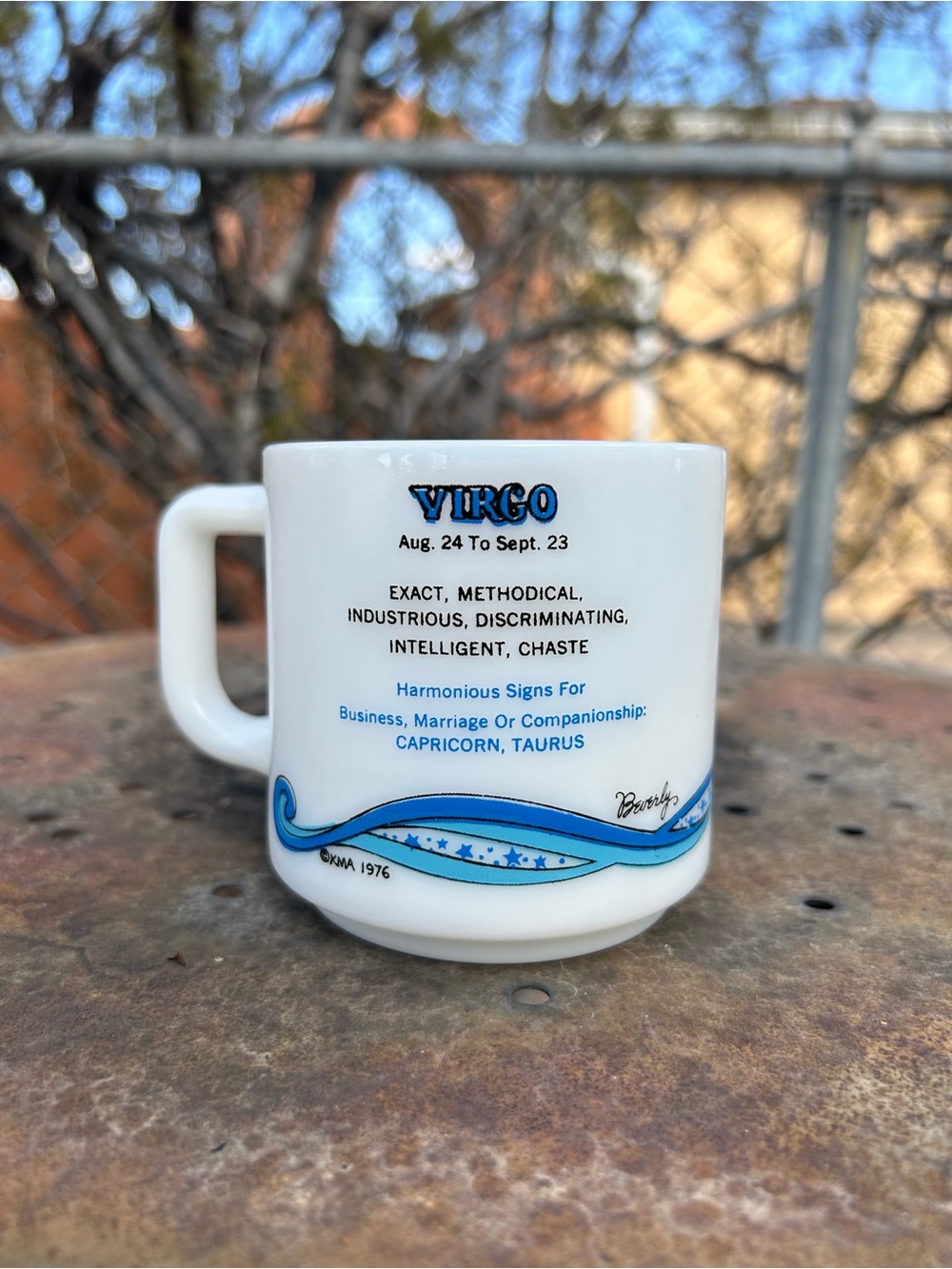 vintage virgo zodiac virgo astrological milk glass mug - Picture 3 of 6